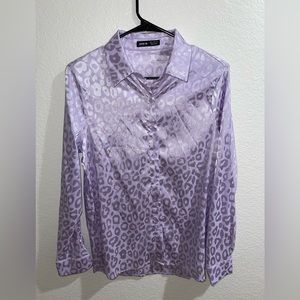 Leopard print velvet long sleeve button up